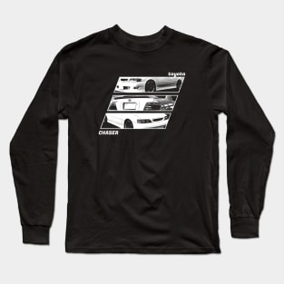 TOYOTA CHASER JZX100 Black 'N White Archive 2 (Black Version) Long Sleeve T-Shirt